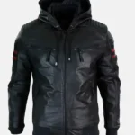 Premium Men's Caspian Genuine Leather Hooded Jacket