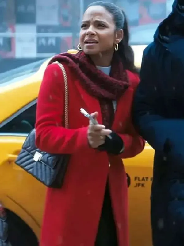 Christina Milian Meet Me Next Christmas Wool Coat