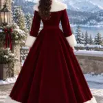Christmas Ball Gown Victorian Red Coat