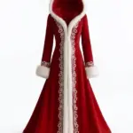 Christmas Claus Gown Red Hooded Coat