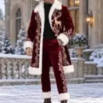 Christmas Embroidered Reindeer Santa Coat
