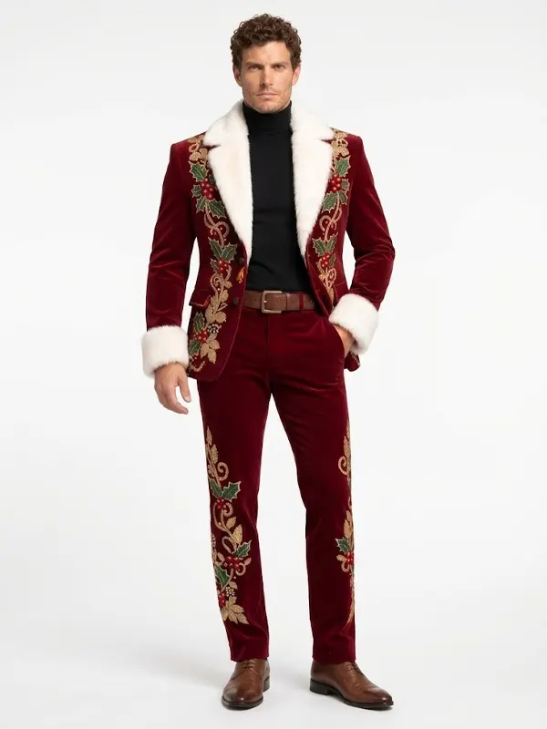 Christmas Embroidered Santa Blazer
