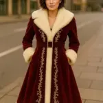 Christmas Embroidery Burgundy Santa Coat