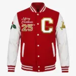 Christmas Festive Red Varsity Jacket