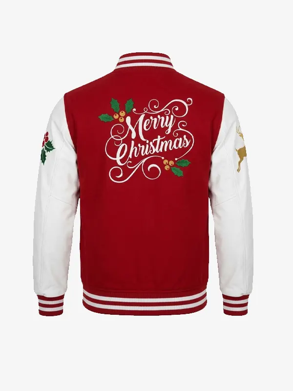 Christmas Festive Red Varsity Jacket