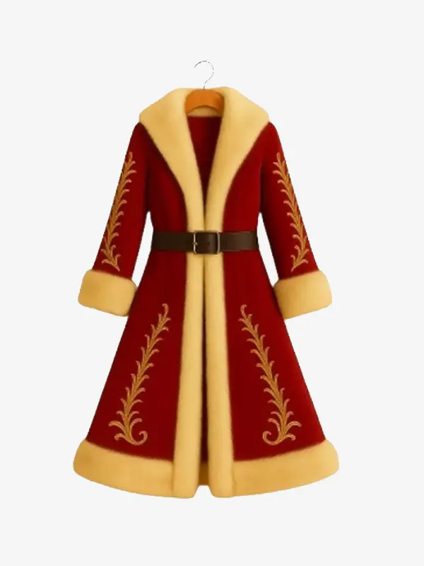 Christmas Gold Embroidered Red Coat