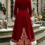 Christmas Gold Embroidery Fur Coat