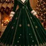 Christmas Grand Victorian Gown green Coat