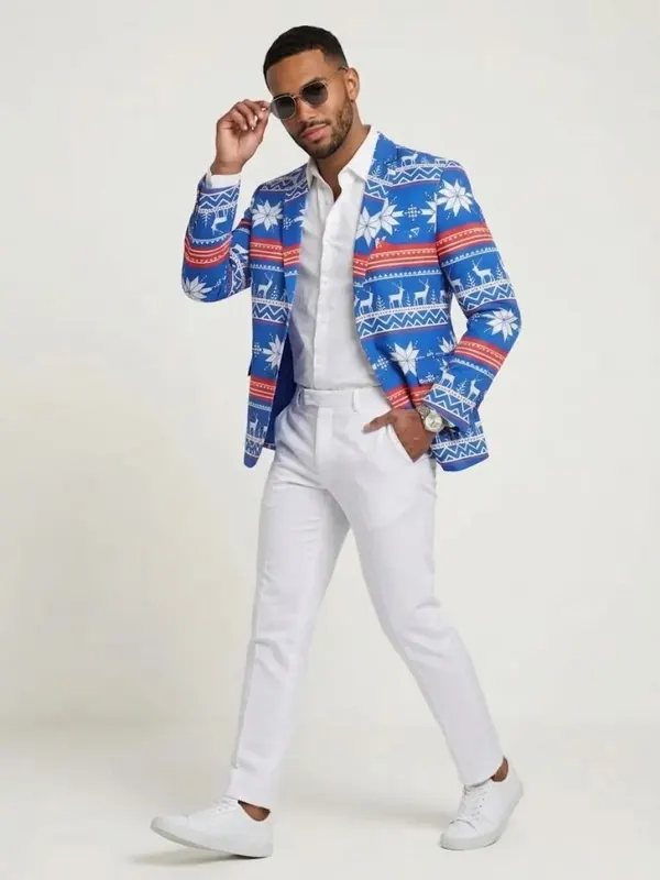 Christmas Nordic Blue Blazer