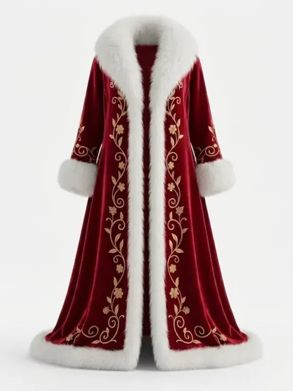 Christmas Red Fur Velvet Coat
