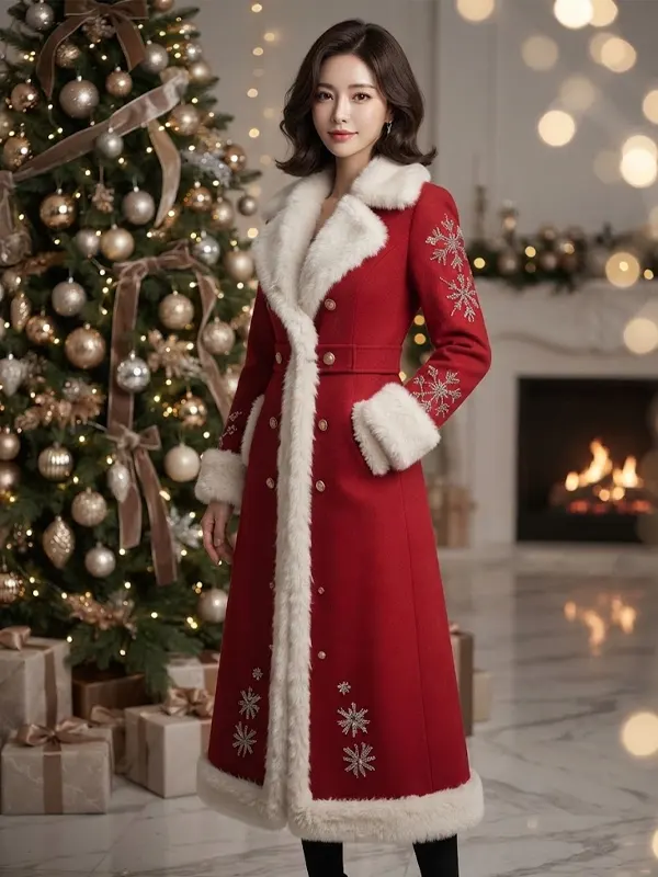 Womens Christmas Santa Claus Red Coat