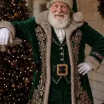 Christmas Santa Embroidered Velvet Coat