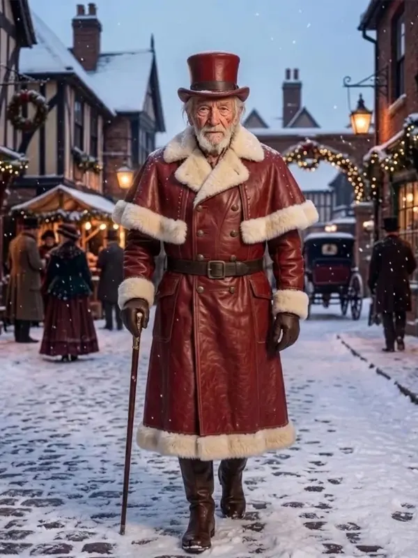 Christmas Santa Fur Leather Coat