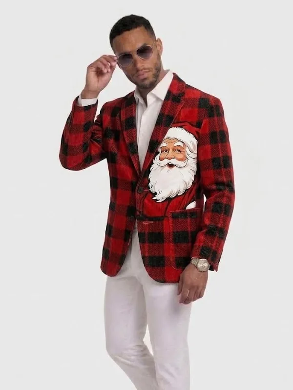 Men Christmas Santa Claus Corduroy Blazer