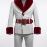 Christmas Santa White Leather Blazer