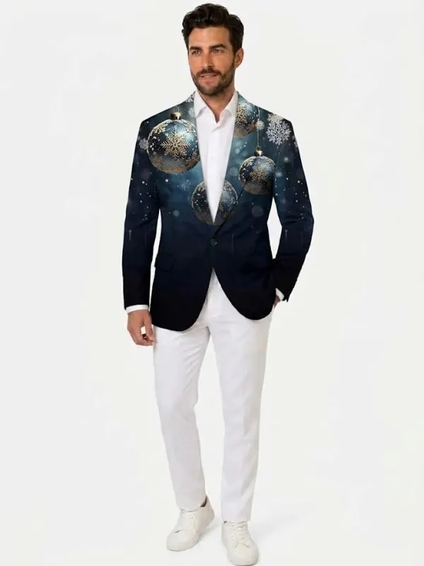 Men Christmas Slim Fit Party Festive Blue navy Blazer