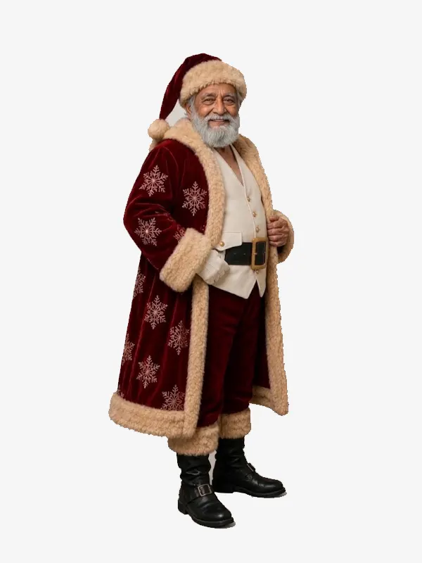Christmas Snowflake Santa REd Coat