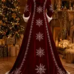 Christmas Snowflake Velvet Coat