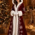 Christmas Snowflake Velvet Winter Coat
