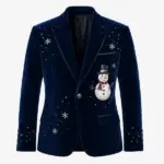 Christmas Snowman Navy Blue Blazer