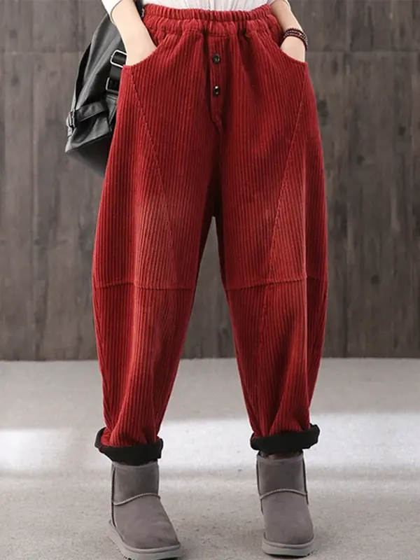 Corduroy High Waist Pants