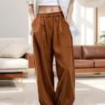 Cotton Corduroy Brown wide leg trousers