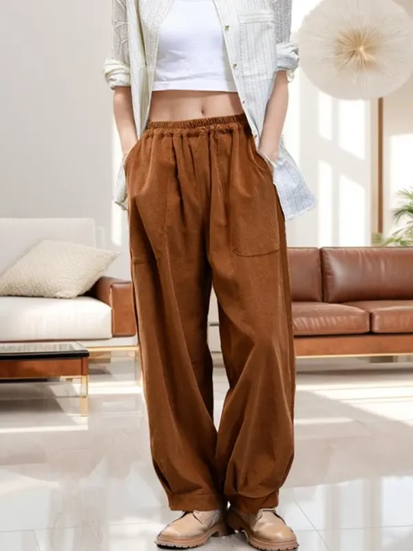 Cotton Corduroy Brown wide leg trousers
