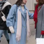 Meghan Ory Believe in Christmas blue Coat
