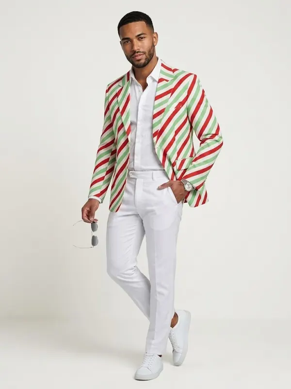 Mens Christmas Cane Striped cotton Blazer