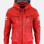 Premium Men's Caspian Genuine Red Leather Jacket