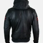 Premium Men's Caspian Genuine Leather Hooded Jacket Back