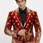 Men Christmas Artistic Reindeer Blazer