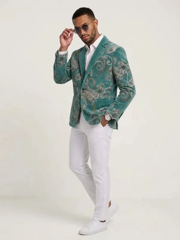 Festive Corduroy Light Blue Blazer