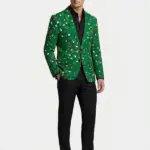 Men Christmas Icons Green Blazer