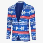 Men Christmas Nordic Front Blue Blazer