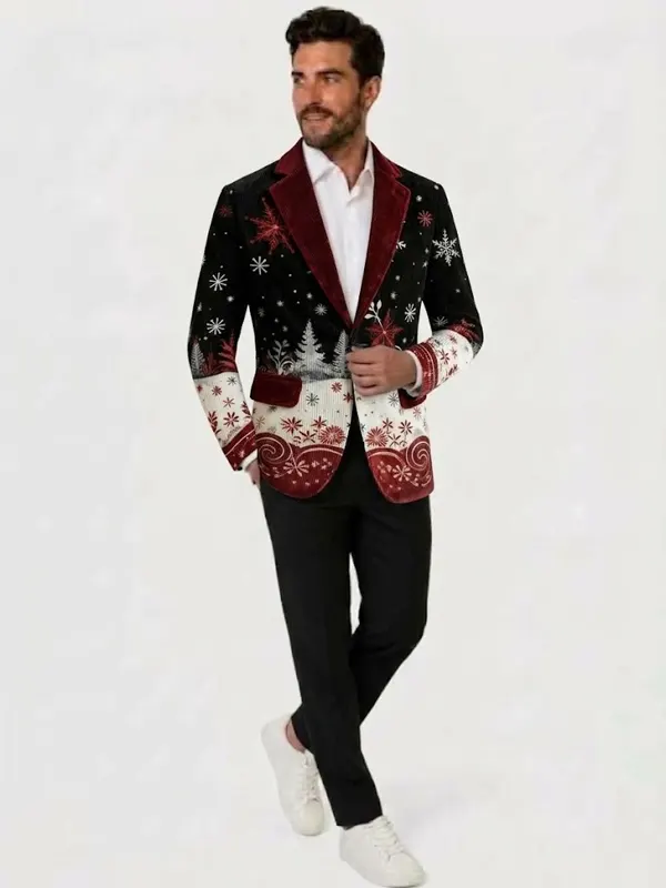 Men Christmas Party Corduroy Blazer