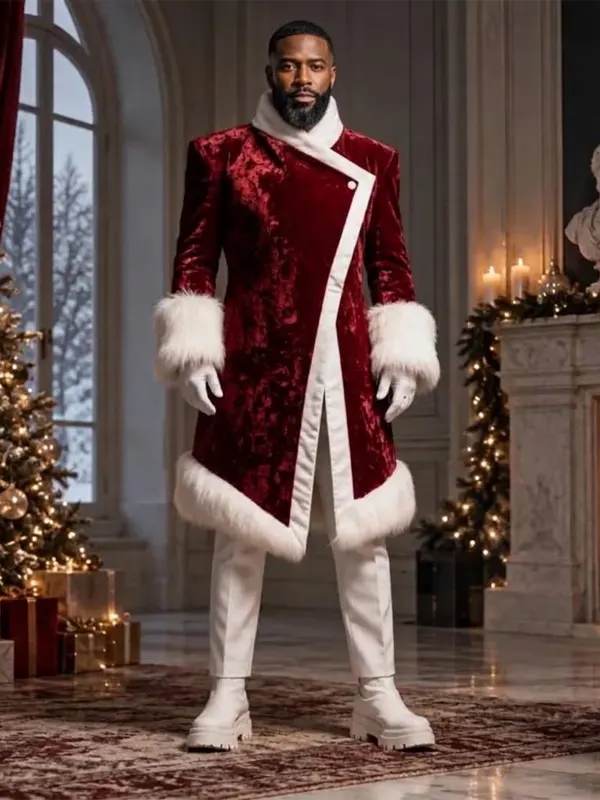 Men Christmas Santa Velvet Coat