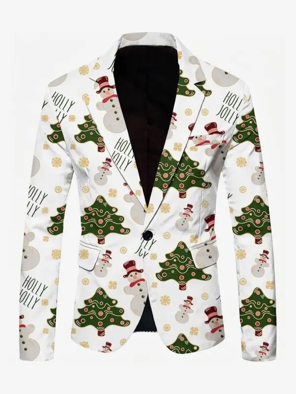 Men Christmas Sports White Blazer