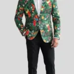 Men Christmas Vanquishe Green Blazer