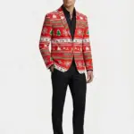 Men Christmas Wonderland Red Blazer