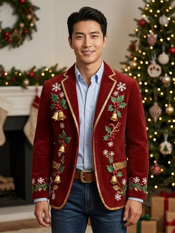 Mens Corduroy Christmas Blazer