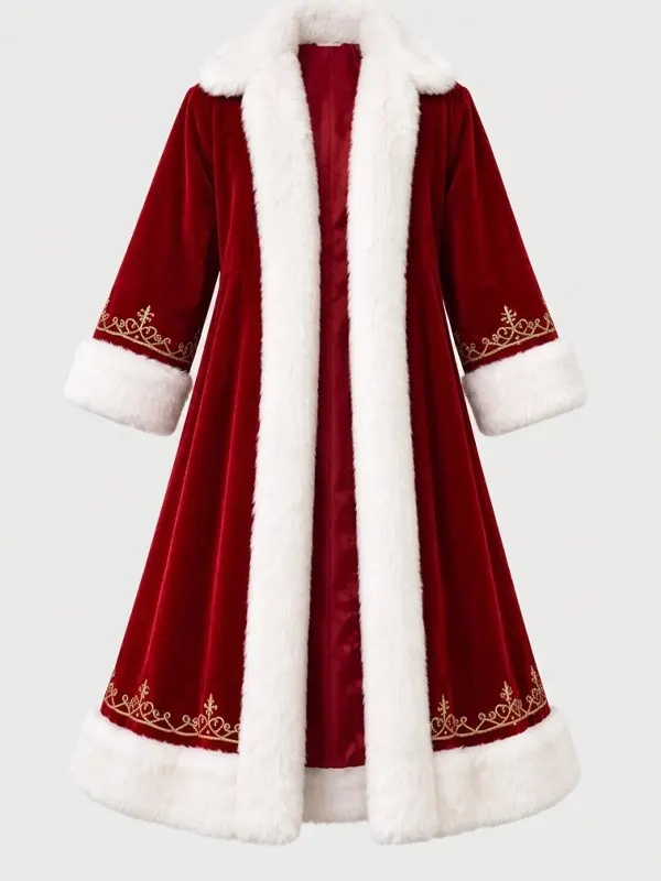 Men Luxury Red Velvet Santa Coat