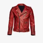 Men Quilted Christmas Red Biker Jacket