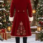 Men Red embroidered Claus Coat