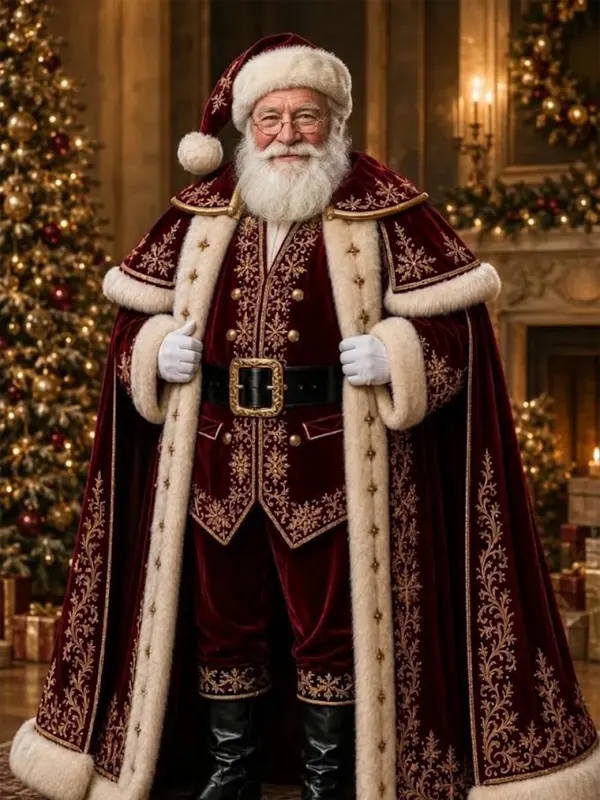 Men Royal Santa Claus Fur Cape Coat