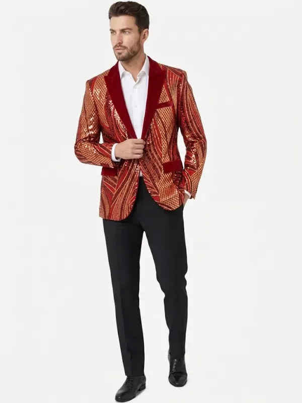Men Sequin Christmas Holiday Blazer