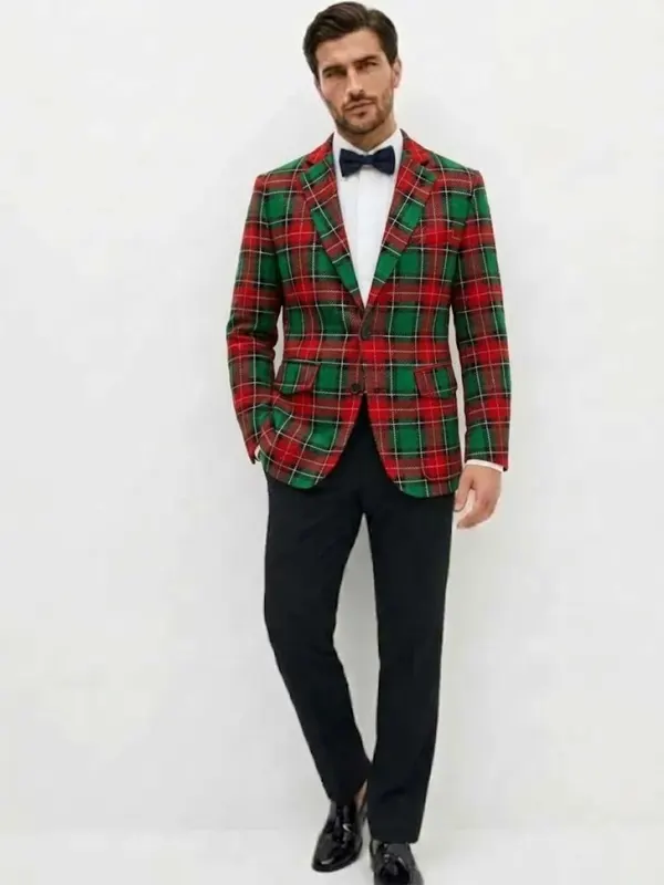 Men Stamzod Christmas Plaid Blazer