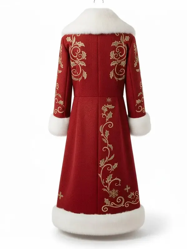 Men Stnta Embroidery Red Coat