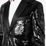Mens Black Sequin Dinner Blazer