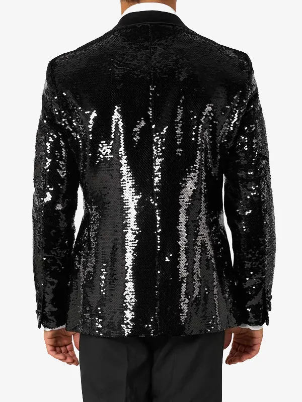 Mens Sequin Dinner Blazer Black Back